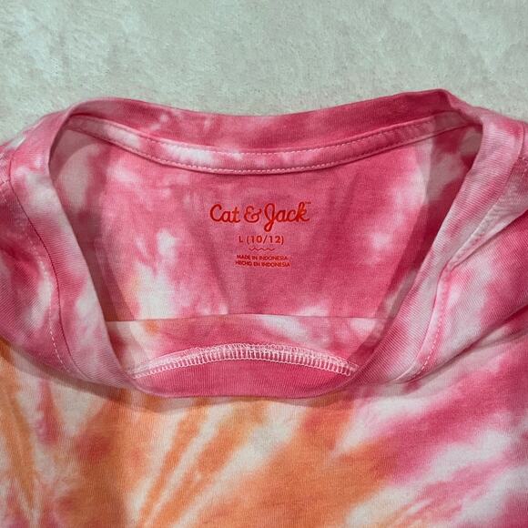 Girls Cat & Jack Pink & Orange Tie-Dye Short Sleeve T-Shirt Size 10/12 - Picture 4 of 4